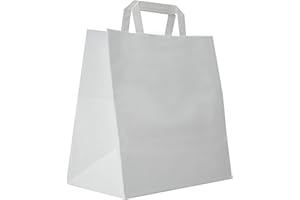 Carte Dozio S.r.l. - Shopper in Kraft con fondo quadro, color Bianco, maniglia piatta, f.to cm 27+17 x 29, cf 50 pz