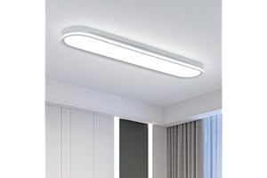 Naroume 95cm Metal LED Ceiling Light,Slim, Edge Lit - 55W Full Spectrum Linear Ceiling Lamps,6500K Cool White Modern Ultra Thin Low Profile Light Fixture for Kitchen, Garage Home & Office Hallway