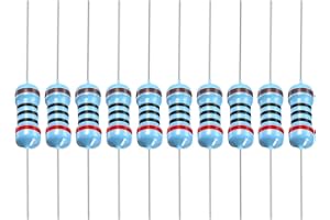 YOKIVE 100 PCS Metal Film Resistors, 200 Ohm Resistor with 1/2W 1% Tolerance, Lead, Good for DIY Electronic Projects (5 Color Bands, 9±1mm)
