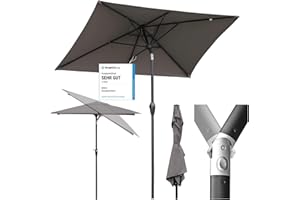 Sekey Aluminum Sonnenschirm 210 × 140 cm Sonnenschirm Balkon Sonnenschirm Rechteckig für Balkon Garten & Terrasse Sonnenschutz UV 50+