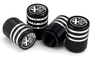 DAFENGCHUI For Alfa Romeo 159 147 156 155 166 Giulietta Araignée GT Stelvio Giulia Mito Car Styling Roue pneus Pièces valve caps Couverture Airtight Couverture Accessoires (Color : Black)