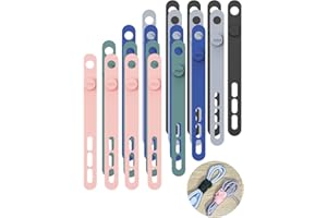 20Pcs Reusable Cable Ties, TOPK Silicone Straps Cable Ties, Wire Organizer for Earphone, Phone Charging Cable, HDMI, Mouse in Home Office Table Desk [5 Colors]