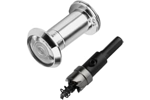 PANBEIQI Judas de porte avec brise-vue 180° - Lentilles en verre optique - Trou de perçage de porte Ø 14 mm - Longueur réglable - Pour portes de 35 à 60 mm - Avec 1 foret