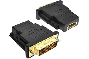 HEIZHU 2 Pack DVI to HDMI Adapter, M/F Converter Adapter,HDMI Female to DVI (1+24) with Gold-Plated Connectors(black),Support 1080P Compatible with Computer Monitor, HDTV, TV Box, DVD and Other