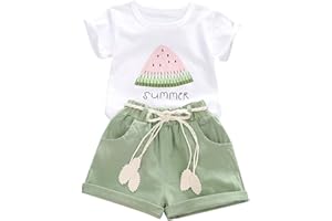 Generico Neonata Bimba Completini Estivi 2 Pezzi Stampa a Manica Corta + Pagliaccetti Vestiti Neonato Femmina Pagliaccetto Neonato Estivo 0-18 Mesi