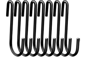 Swatowot Lot de 16 crochets robustes en forme de S de 7,6 cm pour cuisine, salle de bain, chambre à coucher et bureau (lot de 16, M, noir)