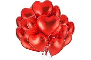 O-Kinee Red Heart Balloons, 30 pcs 18 Inch Foil Heart Balloons, Helium Balloons, Heart Shape Foil Balloons, for Valentines Day, Wedding, Bridal Shower, Anniversary Party Decorations