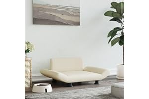 puraday Cuccia per cani color crema, 70 x 45 x 28 cm, in ecopelle, divano per cani, cuccia per gatti, comoda cuccia per animali domestici, design elegante, può essere posizionata in soggiorno o in