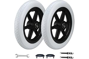 FRANSANDE Ensemble de Roues Arrière pour Fauteuil Roulant 12 Pouces, 12 1/2 X 2 1/4, Roues de Rechange, Pneus Pleins Gris, Accessoires de Roue Arrière pour Fauteuils Roulants Manuels, Roulement: 12 mm