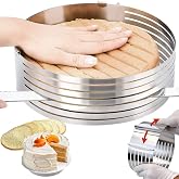 9.5-12 Inch Cake Ring Adjustable Stainless Steel Baking Round 7 Layers Tin Layer Mold (Silver, 24-30cm)
