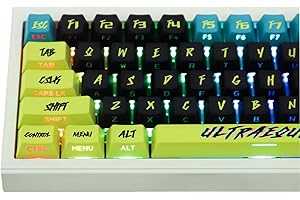 REDQIN PBT-Tastenkappen – Cyberpunk Shine Through Keycaps: Oben + seitlich bedrucktes Tastenkappen-Set Cherry Profile 130 Tasten Dye Sub Custom Keycaps für mechanische Gaming-Tastatur-Tastenkappen