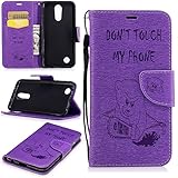 Cozy Hut Premium Handy Schutzhlle Tasche Leder Wallet Tasche Flip Brieftasche Etui Schale Mit Kartenfach Magnetverschluss Standfunktion fr LG K10 2017 - Lila Kettensge Br - 