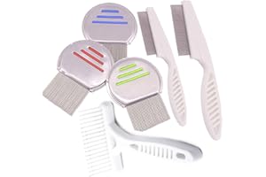 Qtopun Nits - Pettine per pidocchi, in acciaio inox, per cani, gatti, animali domestici (6 pettini)