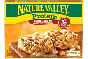 Nature Valley Protein, Barrita de Caramelo Salado y Frutos Secos con 10g de Proteína, Sin Gluten, Apto para Vegetarianos, 4x40g