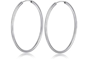 jiamiaoi białe złoto platerowane obręcze kolczyki srebro wysokiej próby 925 duże kolczyki obręcze dla kobiet duże okrągłe okrągłe lekkie obręcze kolczyki dziewczęce - 30/40/50/60 mm