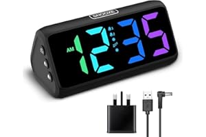 Netzu Loud Alarm Clock for Bedroom, Digital Alarm Clock with RGB Led Display, Dual Alarm, 5 Dimmers, 4 Volumes, Power-Off Memory, Mians Powered Bedside Clocks for Heavy Sleeper Kids Teens Elderly