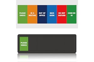 ELITESIGN Office Door Signs- 6 Options Out Of Office Sign for Door,Do Not Disturb, In A Meeting,Please Knock, Come On In,Back Soon, Privacy Slider Sign for Meeting & Conference Room Black