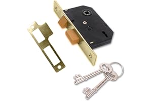 RHINO Brass 2/12" 2.5" 64mm Yale Type 2 Lever MORTICE SASH Lock/Door Lock - 2 Keys and Screws Included