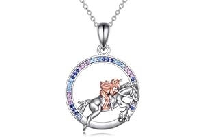 VONALA Horse/Dinosaur/Axolotl Necklace for Girls Sterling Silver Heart Pendant Jewellery Gifts for Women Teen Girls