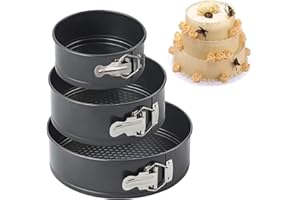 JIAHUADE Moules à Charnière Rondes en Acier Inoxydable,Moule à gâteau Springform,Ensemble Moulle à gateau,Moule à gâteau avec Fond Amovible,Moules à Charnière Rondes,3 pièces(4"/ 7" / 9")