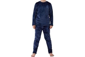 The Essentials Wardrobe Boys Fleece Pyjama Set Thick Fleece Long Sleeve Top & Bottom Pants Sleepwear Pjs Loungewear Nightwear for Kids Soft & Comfortable Top & Trousers 4-13