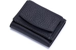 ZhaoCo Women's Small Purse with Coin Compartment, Genuine Leather Purse, Women's Mini Wallet with RFID Protection, Credit Card Holder for Women and Girls, black, Minimalist