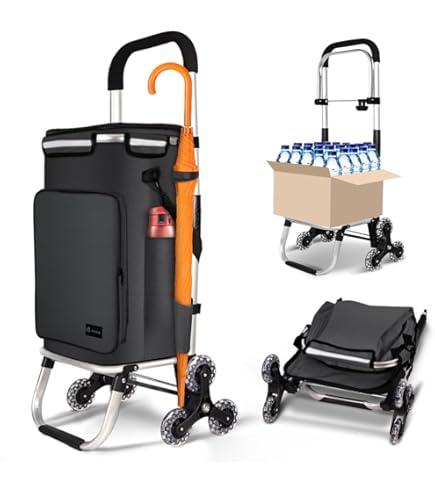 Carlett - Lite Style Lett201| Lichtgewicht en opvouwbare winkelwagen | Supermarktwagentje | XL-inhoud van 60L | Verstelbaar stuur | Compact ontwerp | Zwart
