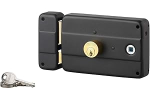 THIRARD - Serrure horizontale en applique double entrée à fouillot pour porte d'entrée, gauche, 140x90mm, axe 60mm, noir, 3 clés