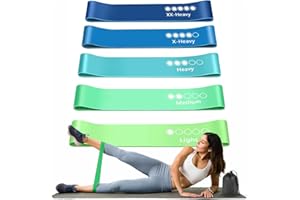 Active 100 Resistance Bands, Set of 5 Different Levels, Exercise Band for Home Gym, Training and Yoga with Carrying Bag