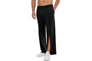 PINSPARK Reha Hose Herren Lang Sporthose mit durchgehendem Reissverschluss Baumwolle Abreißhose Seitlich zu öffnen Locker Trainingshose mit Taschen