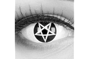 MERALENS Funnylens 1 para kolorowych czarnych soczewek kontaktowych Crazy Fun pentagram roku. Najwyższa jakość na Halloween i karnawał, z bezpłatnym pojemnikiem na soczewki kontaktowe bez siły!