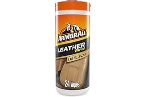 Armor All, 24 Beeswax Leather Wipes, Keeps Leather Looking New and Protects Against Stains, Biodegradable Plastic-Free Wipes, Freshness Lock, Ideal for Car & Motorcycle Detailing, Made in UK