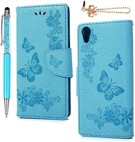 Xperia XA1 Wallet Case, Leather Wallet Case Flip Cover with Card Slots Stand Luxury PU Shock Absorbing TPU Inner Case Bumper For Sony Xperia XA1 - Blue