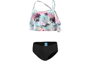 Aisyee Mädchen Bikini Badeanzug Kinder Zweiteiliger Bademode Hawaiian Rüschen Floral Mädchen Badebekleidung 3-16 Jahre