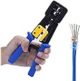 DEXONE Pass Through Rj45 Crimping Tool Heavy Duty Easy Crimper for Cat6 Cat5 Cat5e RJ45 RJ11 RJ12