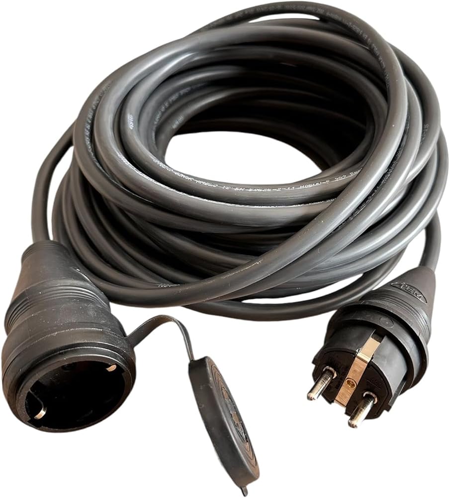 Evden Elektrikli Araba Şarj Uzatma Kablosu Topraklı%100 Bakır 3x2.5mm (SİYAH, 10 METRE)