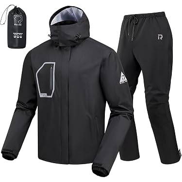 Tuta Antipioggia Uomo 2 Pezzi – Giacca E Pantaloni Impermeabili, Riflettenti, Antivento Con Cappuccio – Per Moto E Attività All’aperto