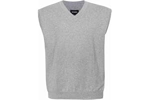 Krumba Herren Pullover Weste für ÜberGröße: Hoch Groß V Ausschnitt StRücken Ärmellos Baumwolle Pullunder