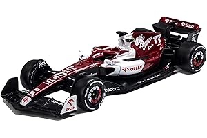 IYASFPFP Bburago 1:43 2022 Alfa Romeo F1 Racing Team C42 #24 Guanyu Zhou #77 Valtteri Bottas aleación de coche fundido a presión colección de juguetes (2022 C42 NO.77)