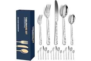 Set di Posate, Aoresac Posate Acciaio Inox da 20 pezzi per 4 Persone, Ideali per La Casa, Il Ristorante, Festa e Come Regalo, Lavabili in Lavastoviglie e Antiruggine (Argento)