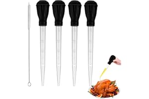 PDDENALITY 4 Pcs 28cm Black Turkey Baster for Cooking with 1PC Cleaning Brush, Essential Kitchen Gadget for Basting While Roasting, Kitchen Tools & Gadgets Turkey Baster for Turkey for Cooking BBQ