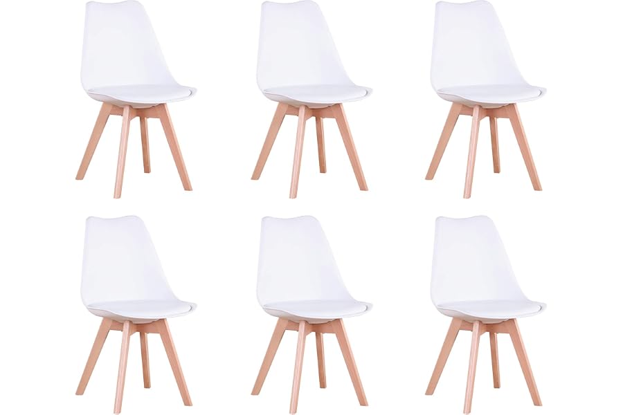 BenyLed Juego de 6 Sillas de Comedor con Asiento Tapizado y Patas de Madera de Haya, Ideal para Comedor, Cocina, Salón,