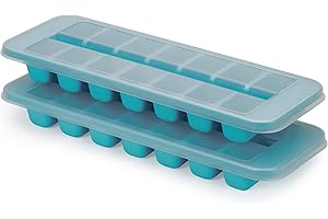 Joseph Joseph Flow Eiswürfelform mit Deckel, leicht zu befüllen, stapelbar, großes Fassungsvermögen von 14 Würfeln, 2 Stück, Blau