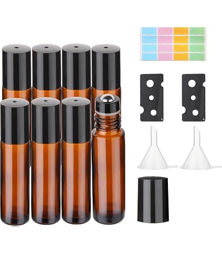 Roll On Lot De 16 Bouteilles En Verre Pour Huile Essentielle Marron 10 Ml Bouteilles Rechargeables Rollon Pour Huiles Huiles Fla