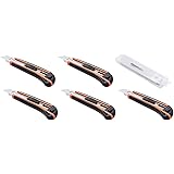 Amazon Basics Resistente taglierino retrattile con manico ergonomico e lama bloccabile in molteplici posizioni con 10 lame af