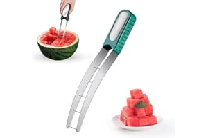 Sevitini Affettatrice per anguria, Coltello da anguria in Acciaio Inox, utensile da Taglio per cubetti di Melone, per Insalata di frutta, per Frutta e Melone Cubo (Verde)