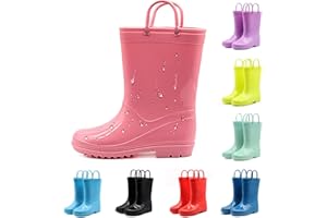 EUXTERPA Kids Wellies Boys Girls Waterproof Wellington Boots, Toddler Child Solid Color Welly Boots for Outdoor
