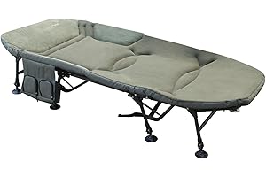 MK-Angelsport Karpfenliege XXL Vlies Angelliege Bed Chair 8-Bein Liege mit Matratze (203 x 91 x 40 cm) Campingliege Gästebett Fischerliege belastbar bis ca. 160kg