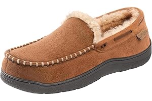 Zigzagger Men's Microsuede Moccasin Slippers Memory Foam House Shoes