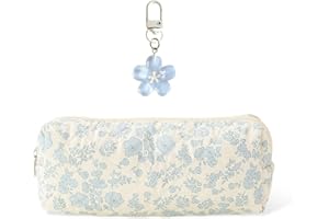 Cynosuretech Flower Pencil Case & Keychain Set - Cute, Portable Student Stationery